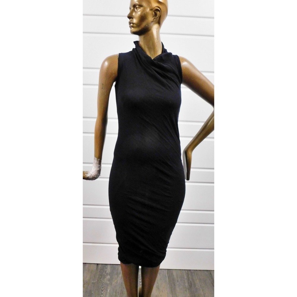Isabel Benenato Black 100% Cotton Size 42 Made in Italy Stretch Women Dress